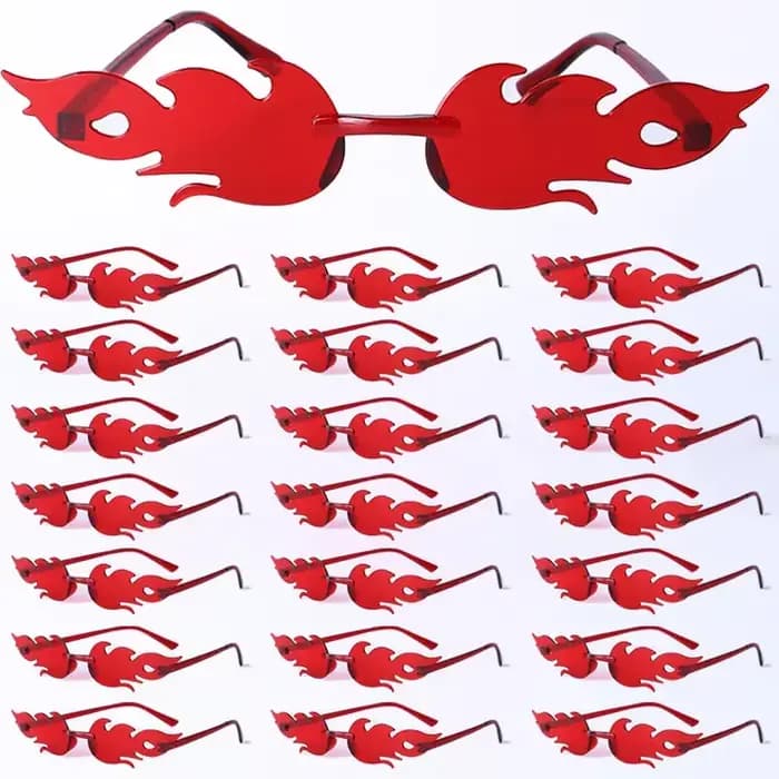Lunettes de soleil à flamme en plastique, accessoires de plage d'été, lunettes à flamme rouge pour f