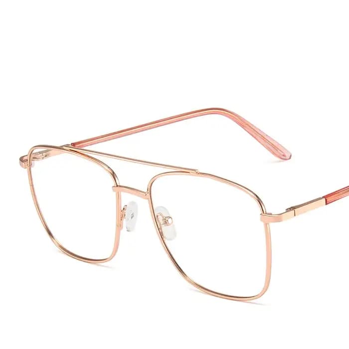 Lunettes anti-radiation à double pont en verre pour femmes – Monture métallique – Verres optiques bl