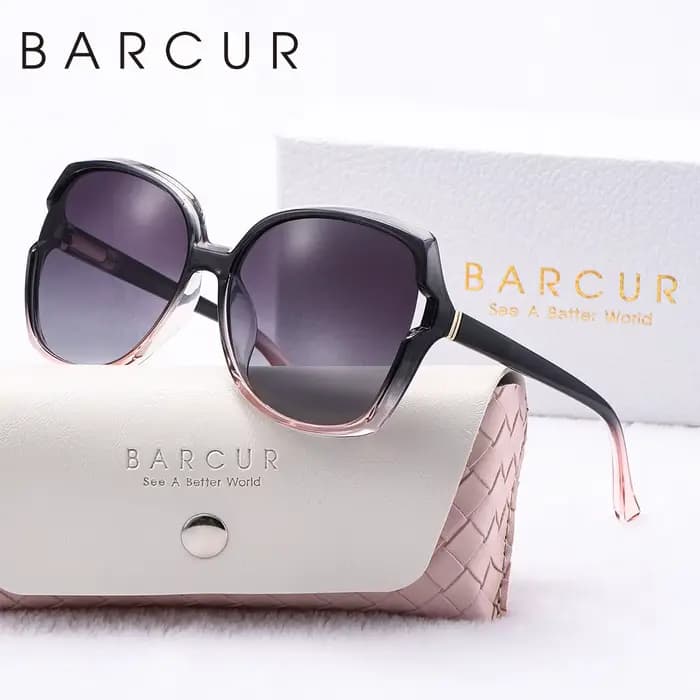 BARCUR-Lunettes de soleil polarisées UVA/B pour femmes, avec grand cadre, elliptique, couleur dégrad