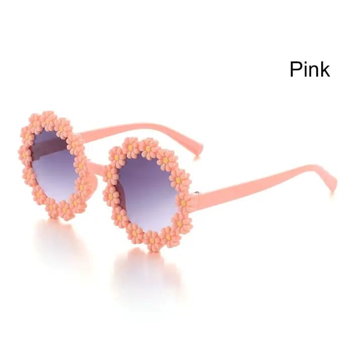 Lunettes de soleil rondes à fleurs pour enfants, UV400, pour garçons et filles, joli bébé marguerite