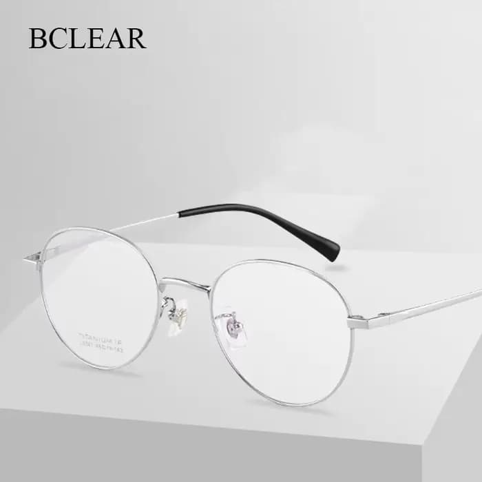 BCLEAR-Lunettes rétro rondes en titane pour hommes et femmes, monture complète, lunettes de myopie, 