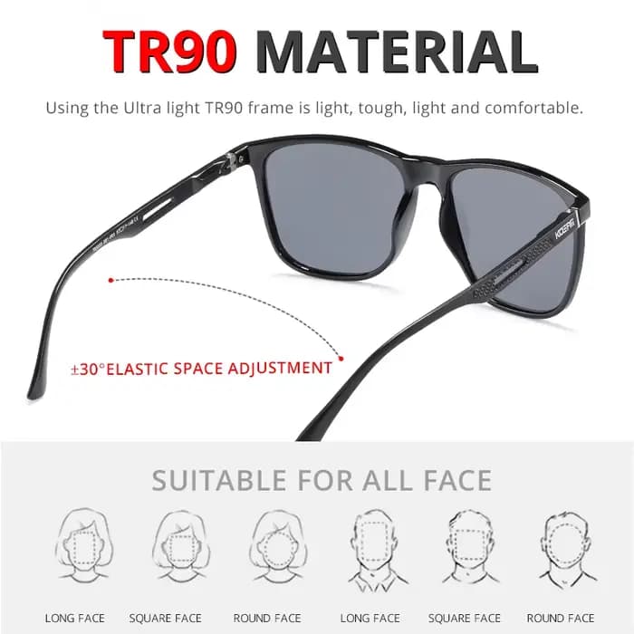 KDEAM – lunettes de soleil polarisées pour hommes, charnières à ressort fortes, monture légère TR90,