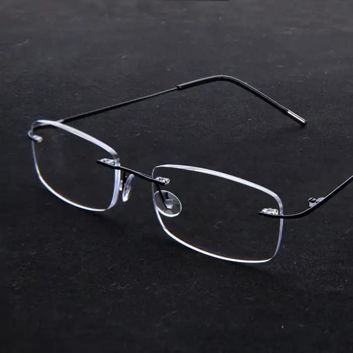 Lunettes de lecture rectangulaires sans bords pour hommes, verres de Prescription Anti-lumière bleue