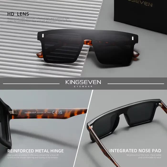 KINGSEVEN – lunettes de soleil polarisées sans monture, grandes, miroir, pour hommes et femmes, verr