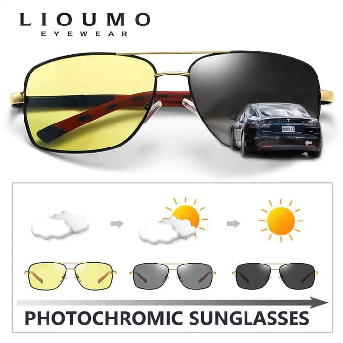 LIOUMO – lunettes de soleil polarisées pour hommes et femmes, photochromiques, pour la conduite, ant