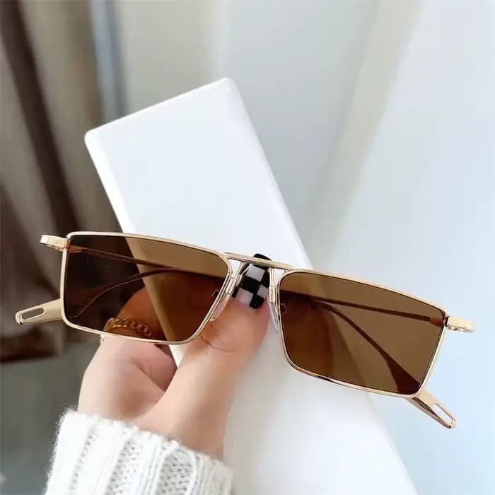 Lunettes de soleil rétro années 90, petites lunettes rectangulaires pour femmes et hommes, monture e