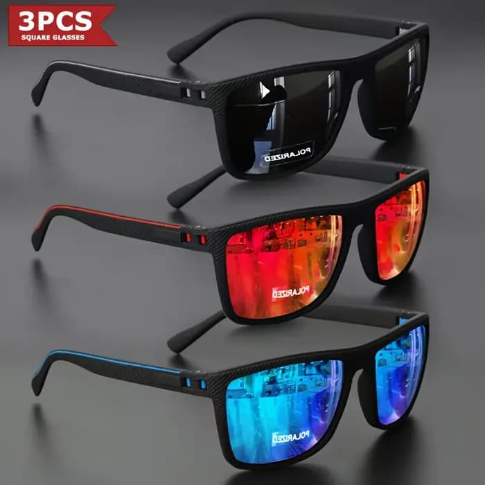 Lunettes de soleil polarisées à monture carrée, charnières à ressort de haute qualité, lentilles à r