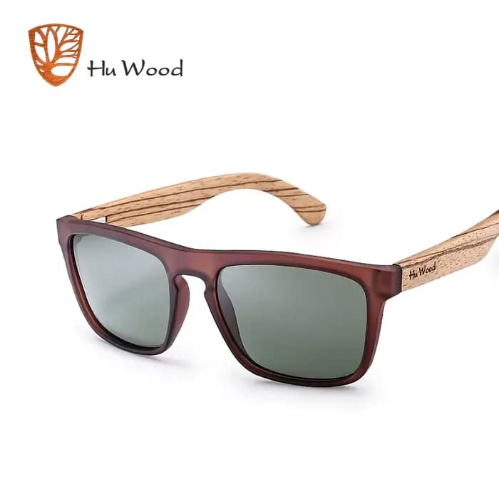 HU WOOD lunettes de soleil pour hommes bois de zèbre lunettes de soleil polarisées lentilles rectang