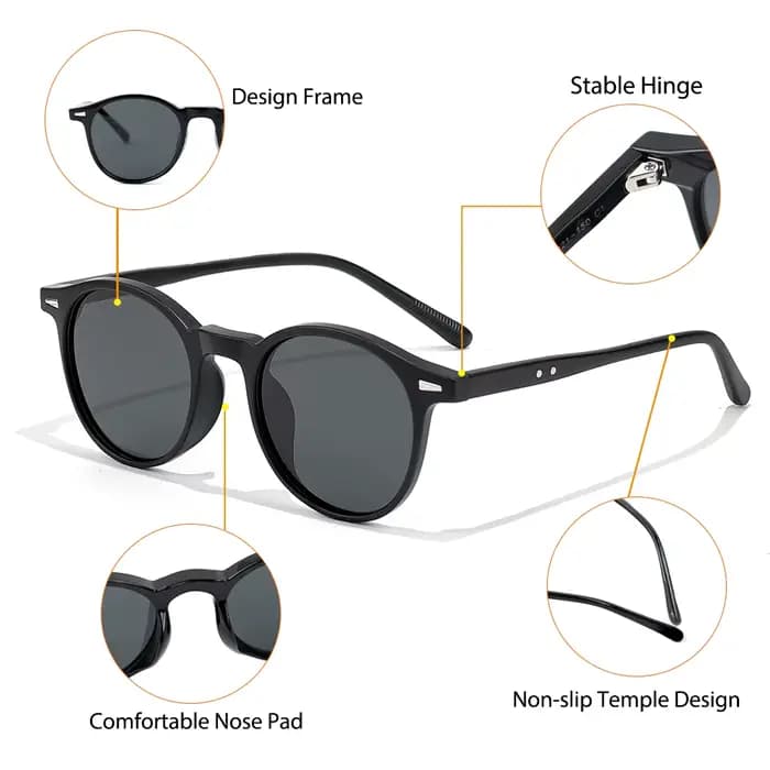 CATERSIDE – lunettes de soleil polarisées pour hommes et femmes, design à monture ronde, verres TAC,