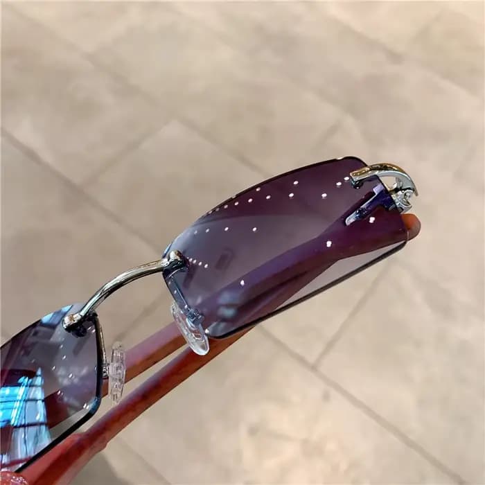KAMMPT lunettes de soleil sans monture pour hommes femmes motif en bois marque de luxe rétro lunette