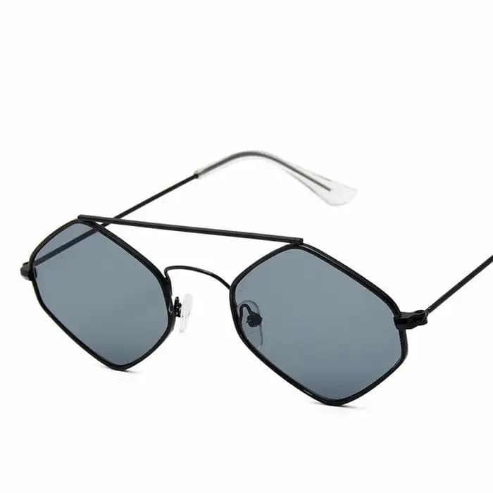 Lunettes de soleil océan polygonales pour femme avec monture métallique rétro et design à double fai