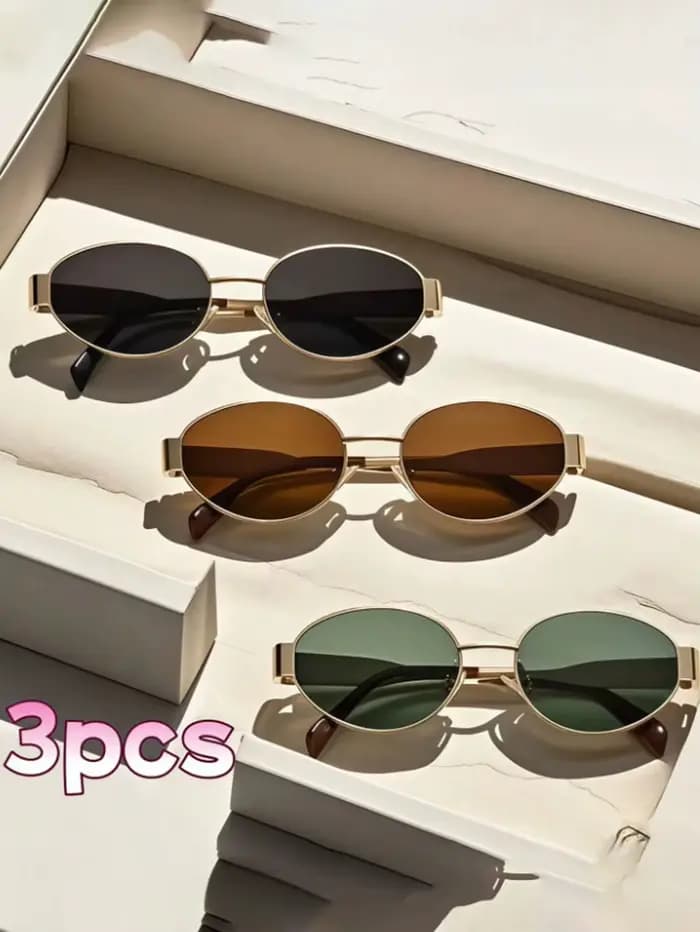 Ensemble de lunettes à monture métallique ovale à la mode, lentilles PC durables, accessoires pour u