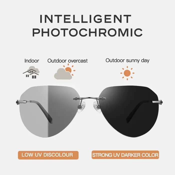 CAPONI lunettes de soleil sans monture pour hommes polarisées photochromiques UV400 lunettes de sole