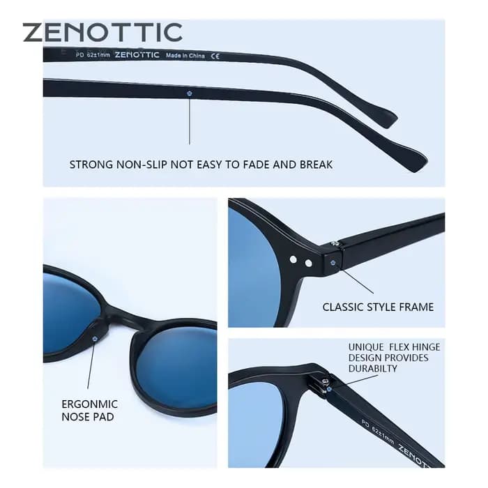 ZENOTTIC rétro lunettes de soleil polarisées 2023 2024 hommes femmes Vintage petit cadre rond lunett