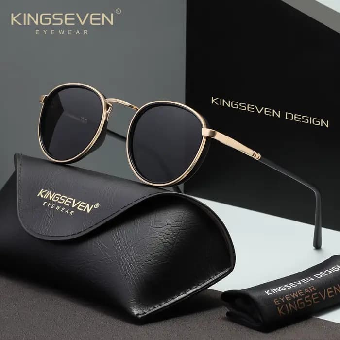 KINGSEVEN Original casual cadre rond lunettes de soleil mode hommes polarisées UV400 luxe rétro femm