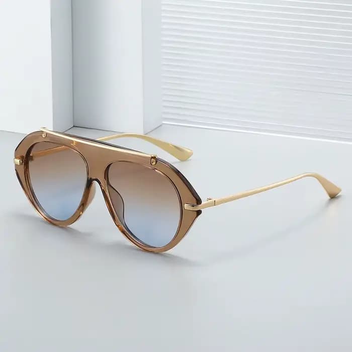 Nouvelles lunettes de soleil aviateur surdimensionnées unisexe – Style rétro années 70, monture doré