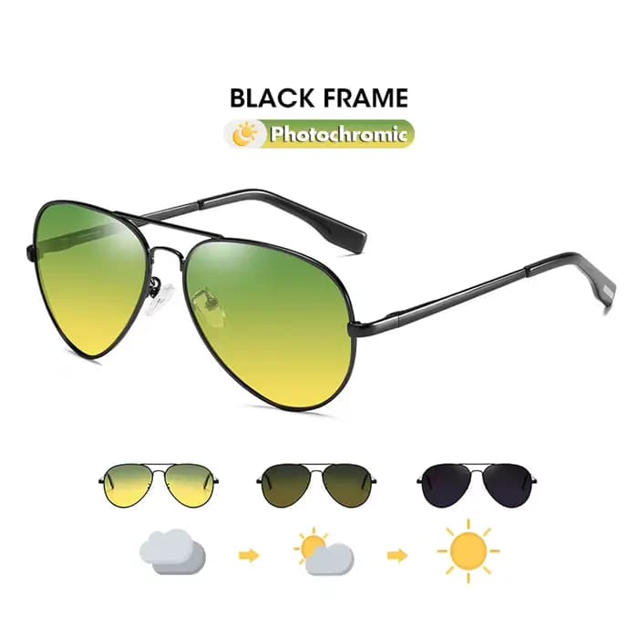 Lunettes de soleil photochromiques de qualité LM pour hommes et femmes, polarisées, pilote en alliag