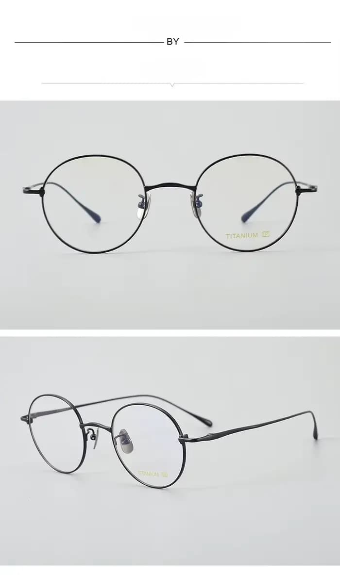 Ultra-léger grand titane Prescription rétro cadre rond femmes myopie lunettes pour femmes bleu bloca