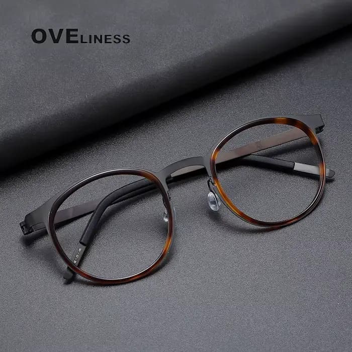 Monture de lunettes en titane pur pour hommes, Design de marque, en métal, Vintage, rondes, sur Pres