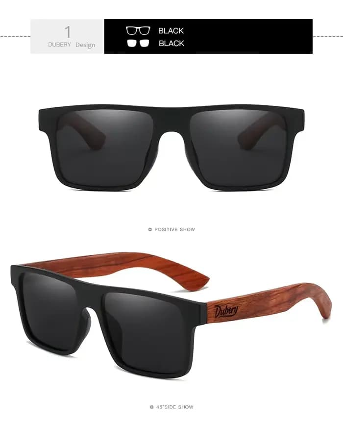 DUBERY-Lunettes de soleil carrées vintage en bois pour hommes et femmes, design exclusif, brochure, 