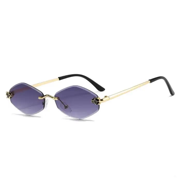 Lunettes de soleil à bord coupé sans cadre, personnalisées en forme de diamant, léopard, résistantes