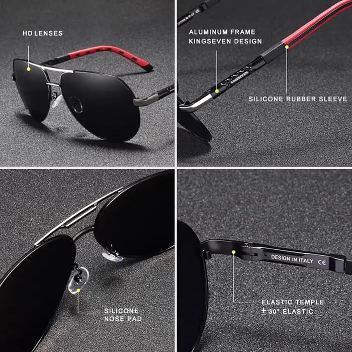KINGSEVEN Lunettes de soleil classiques pour hommes en aluminium, polarisées UV400, pour femmes, con