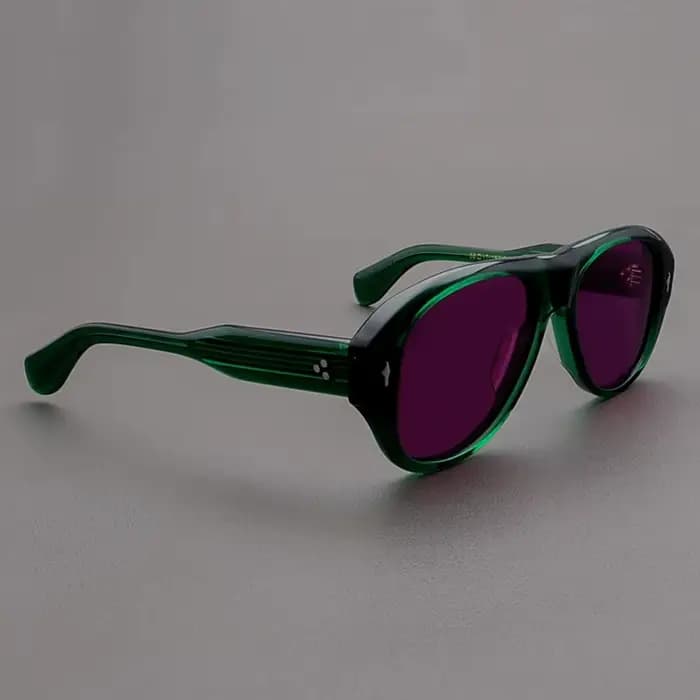 Lunettes de soleil LEMTOSH artisanales pour femmes – Lunettes de soleil épaisses à monture verte tra