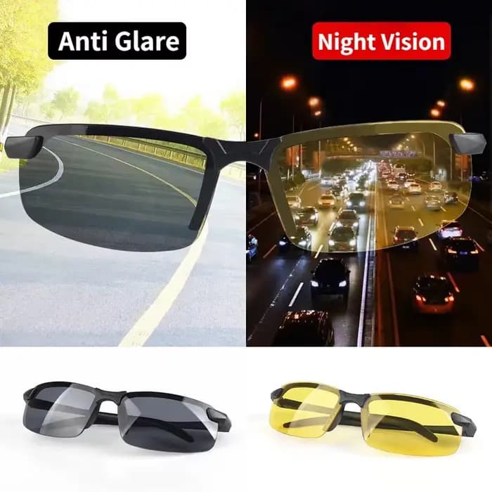 Lunettes de Vision nocturne hommes Anti-éblouissement conduite demi-monture lunettes de soleil pour 