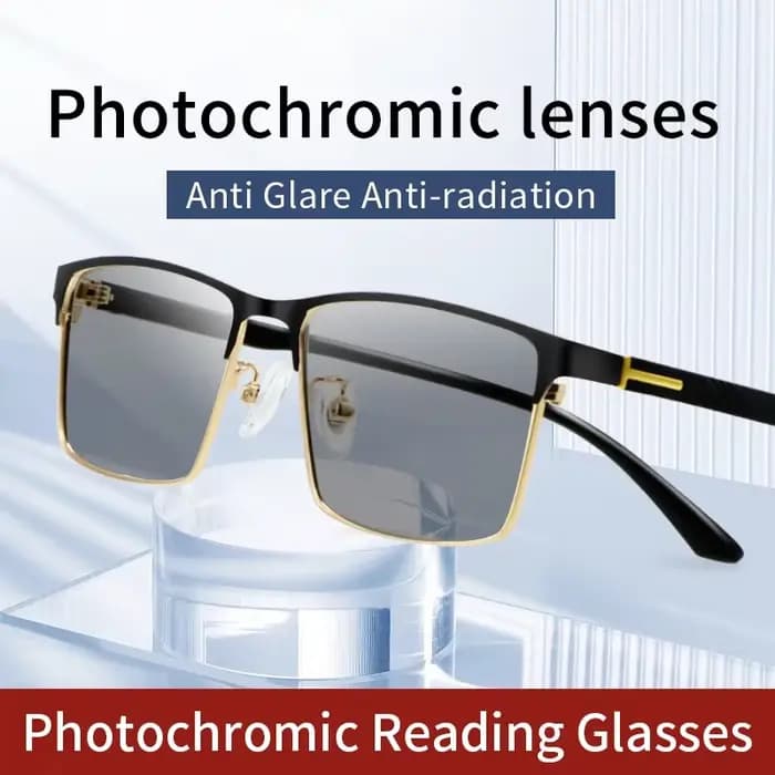 Lunettes de lecture photochromiques pour hommes, monture de lunettes en titane ultralégère, lunettes