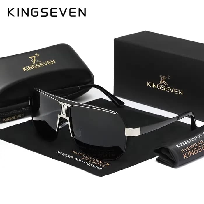 KINGSEVEN hommes femmes polarisées alliage carré surdimensionné cadre lunettes de soleil conduite lu