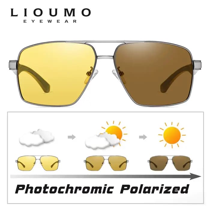 LIOUMO lunettes de soleil photochromiques intelligentes hommes lunettes de Vision nocturne polarisée