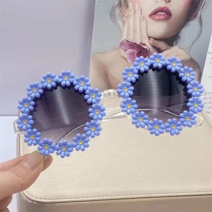 Lunettes de soleil mignonnes à fleurs de marguerite pour femmes et filles, Protection solaire d'exté