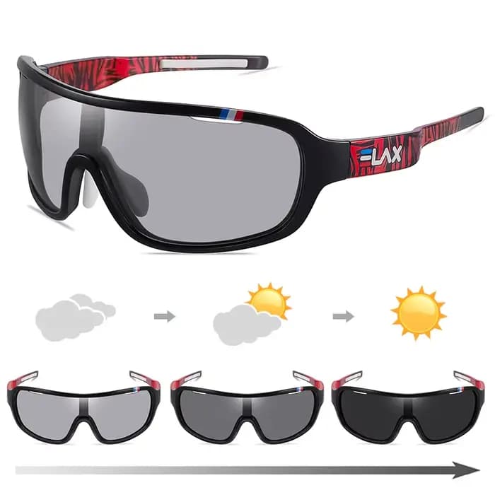 ELAX marque polarisé photochromique UV400 lunettes de cyclisme sur route en plein air sport cyclisme