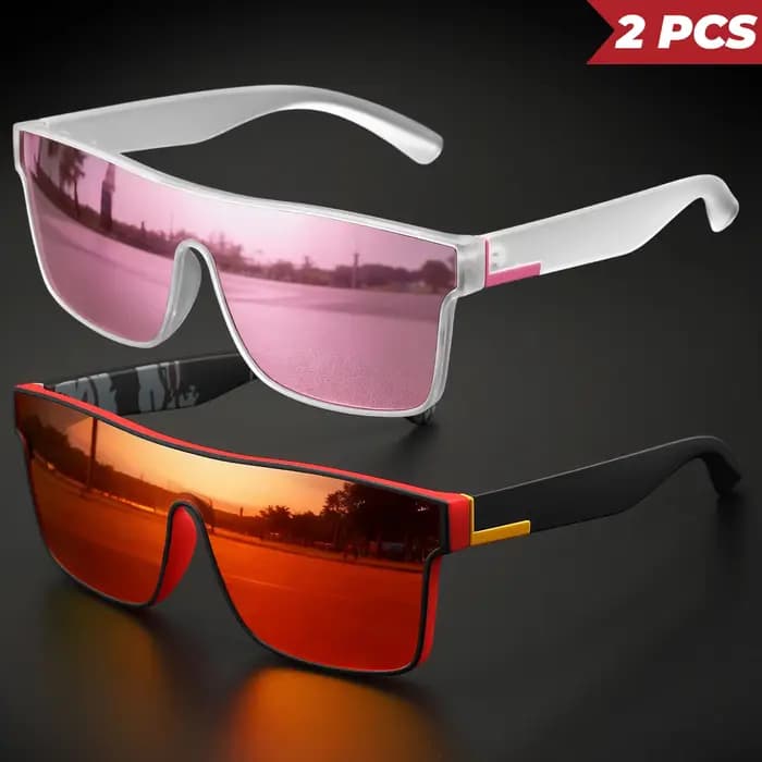 Lunettes de soleil de sport colorées classiques 2 pièces-lentille monobloc, UV400 unisexe pour l'ext