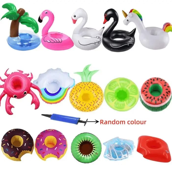Porte-gobelet gonflable Flamingo Cowijk pour piscine et fête, flotteurs à cliquetis, 15 pièces