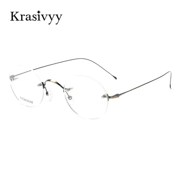 Krasivyy Vintage rond sans monture lunettes hommes titane optique myopie Prescription lunettes femme