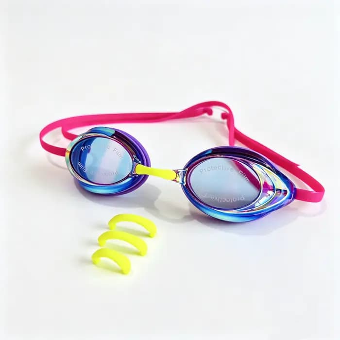 Lunettes de natation miroir électroplaquées anti-buée UV400 étanches avec pont nasal de rechange en 