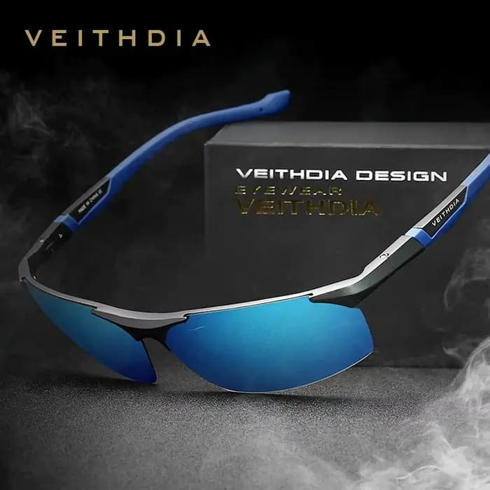 VEITHDIA-Lunettes de soleil polarisées en aluminium magnésium pour hommes, revêtement bleu miroir, l