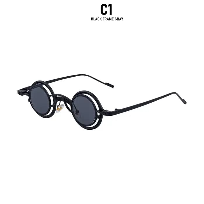 Lunettes de soleil steampunk pour hommes, monture métallique, style vintage rétro rond, lunettes de 