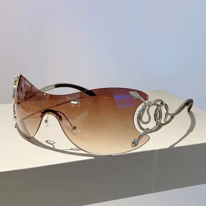 Lunettes de soleil Y2K sans monture pour femme, verre monobloc, protection extérieure, design de mar
