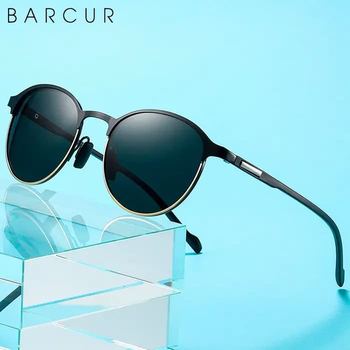 BARCUR-Lunettes de soleil polarisées pour femme, verres solaires ronds, à la mode, pour la conduite