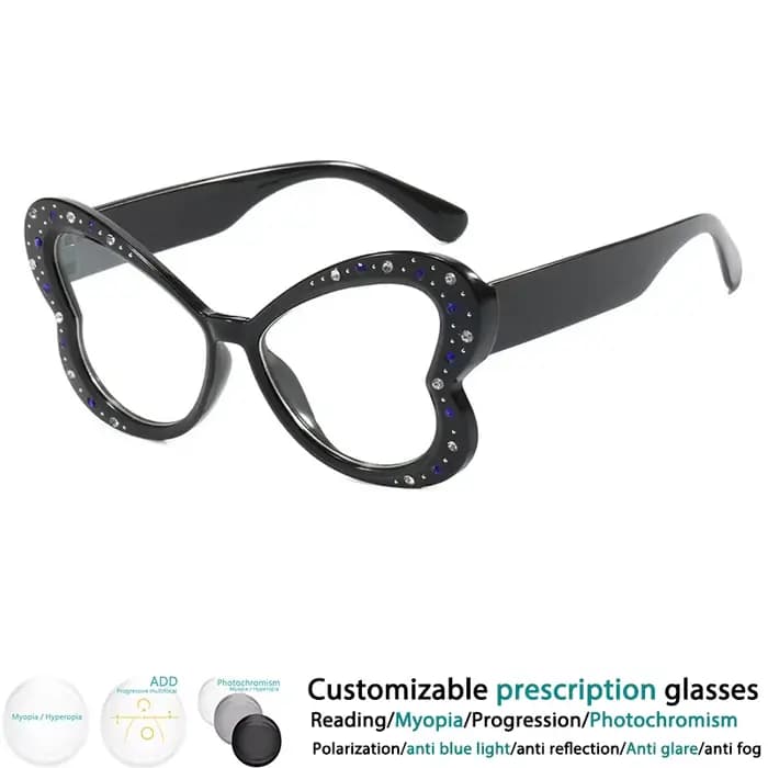 Papillon diamant réglage lunettes femmes mode lunettes lunettes transparentes Anti lumière bleue mon