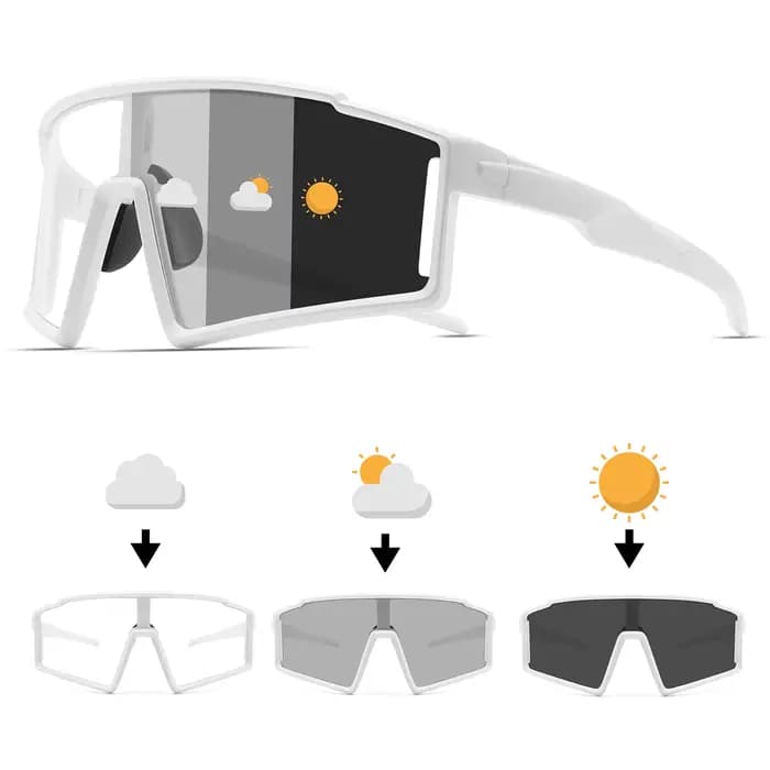 Lunettes de soleil de sport monobloc photochromiques – Cadre enveloppant surdimensionné, confort UV4