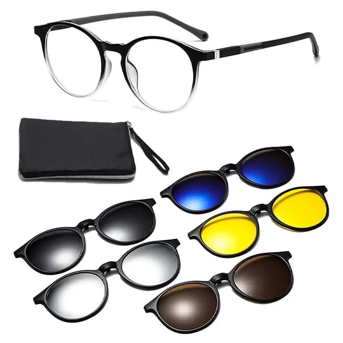 KAMMPT-Ensemble de Lunettes de Soleil Vintage Rondes pour Femme, Verres Polarisés de Résubdivision, 