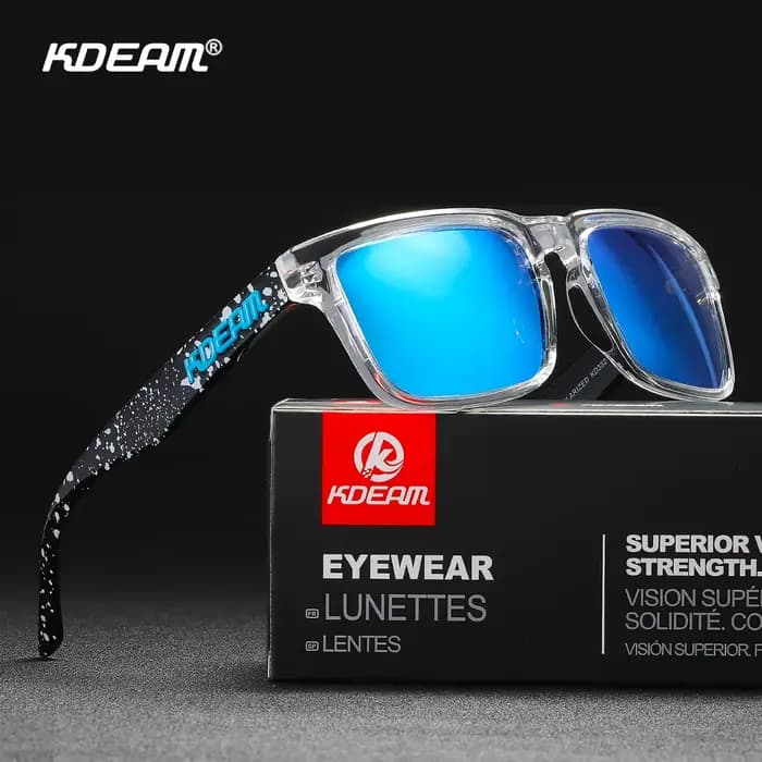 KDEAM-Lunettes de soleil carrées polarisées avec logo 3D, verres à revêtement véritable, pour vacanc