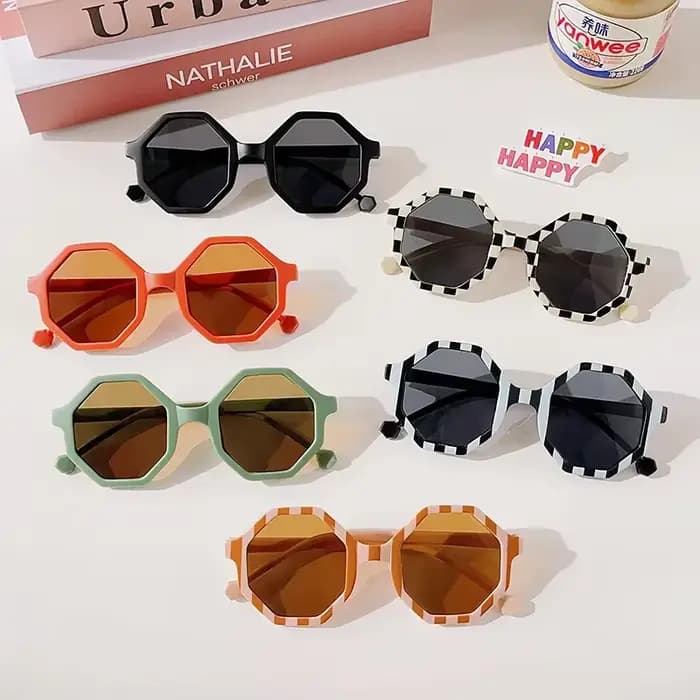 Nouveaux enfants Vintage givré rond extérieur Protection solaire lunettes de soleil bébé filles acry