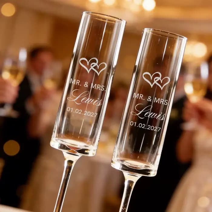 2 flûtes à champagne personnalisées, verres à champagne pour mariage, cadeau pour les jeunes mariés,