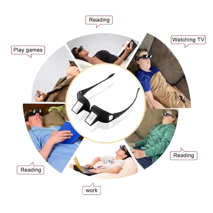 Lunettes periscopes créatives et innovantes pour la lecture horizontale assise et la vision de la té