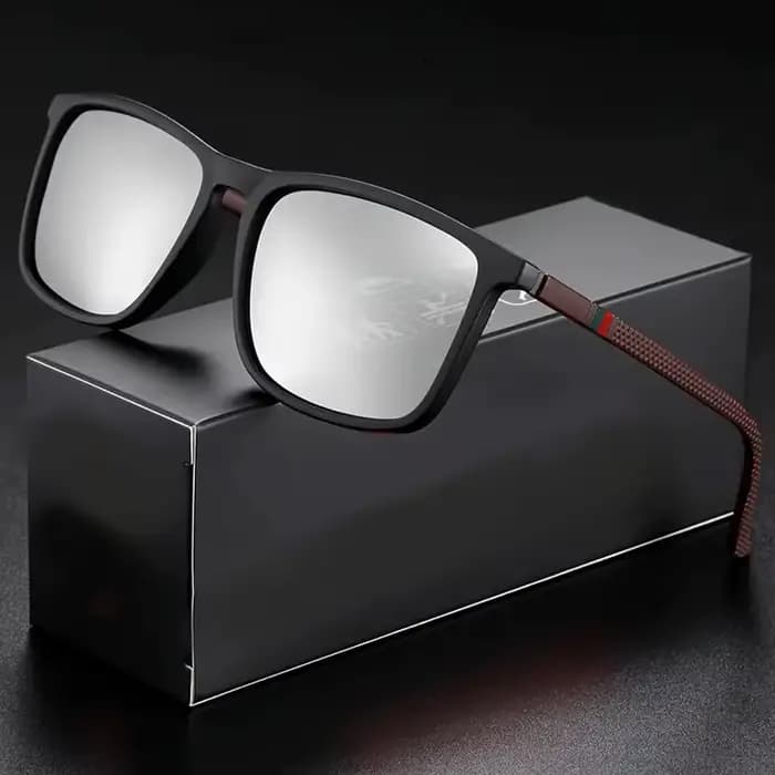 Lunettes de soleil carrées classiques pour hommes, confortables, légères, à monture noire, idéales p