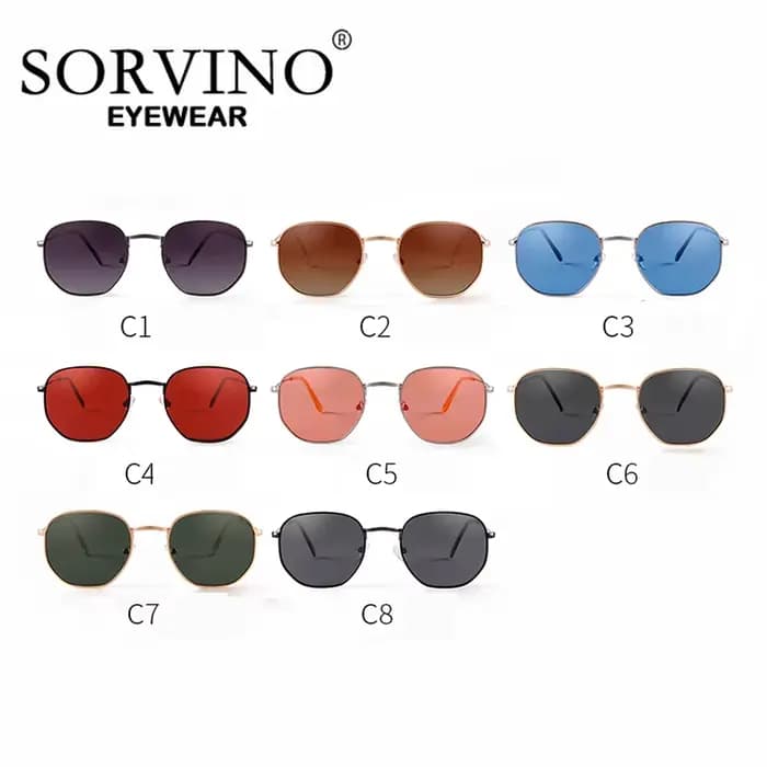 SORVINO lunettes de soleil rétro porcelées femmes Urltra-léger rouge UV400 nuances hexagone Vinatge 